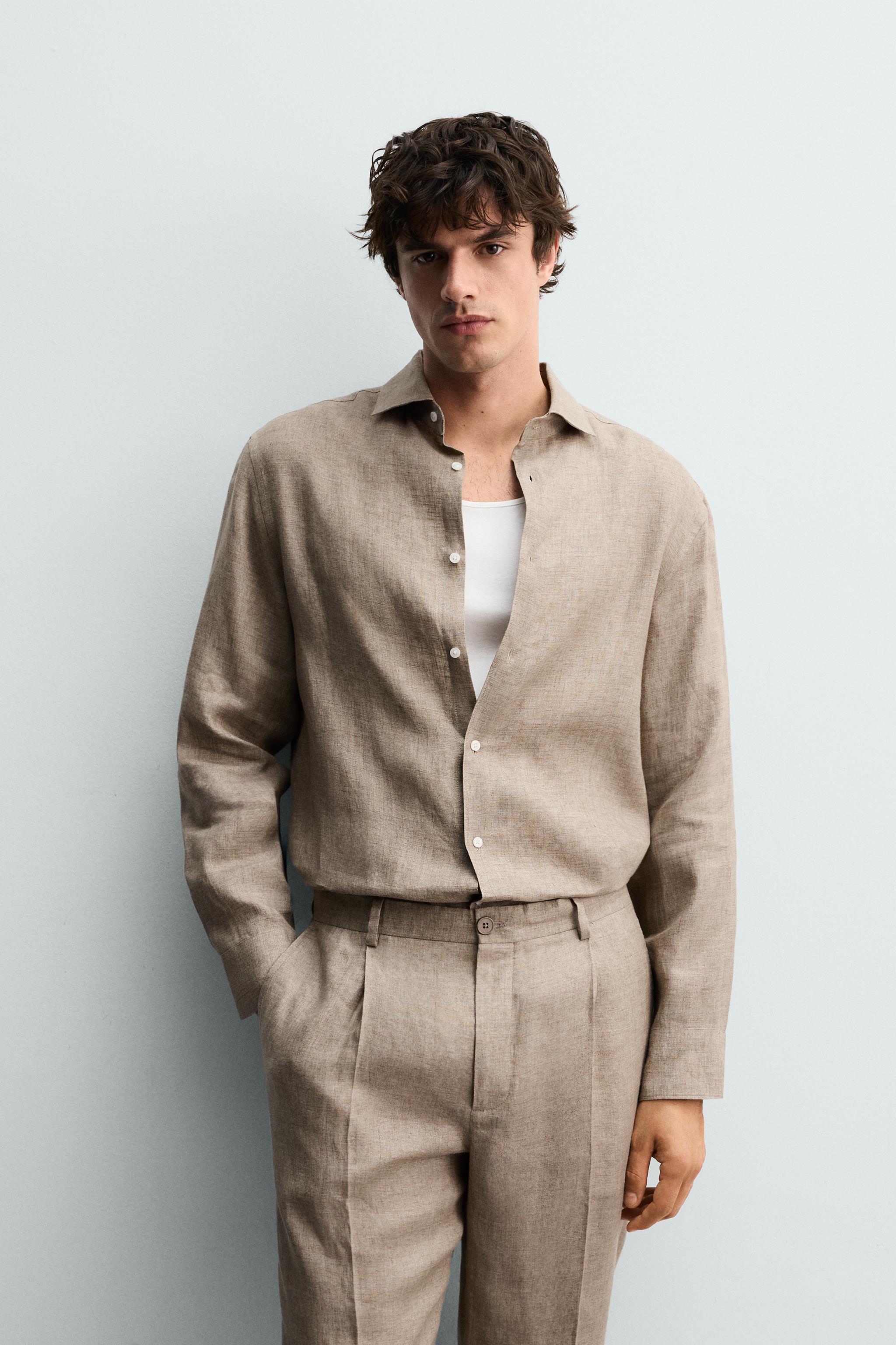 REGULAR FIT 100% LINEN SHIRT